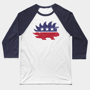 Libertarian Baseball T-Shirt - Libertarian Porcupine - Vintage by The Libertarian Frontier 